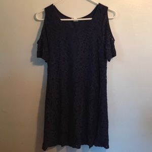 Navy blue floral lace dress
